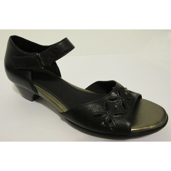 Aravon Sofia Hook Loop Leather AAO05BK Black Sandals Shoes 8.5 AA Women's $139 - Picture 12 of 12